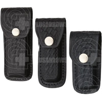 Black Embosed Leather Folding Knife Sheath Knives Saws and Sharpeners