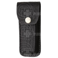 Black Embosed Leather Folding Knife Sheath Large Knives Saws and Sharpeners