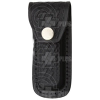 Black Embosed Leather Folding Knife Sheath Medium Knives Saws and Sharpeners