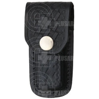 Black Embosed Leather Folding Knife Sheath Small Knives Saws and Sharpeners