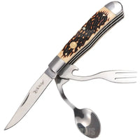 Elk Ridge Folding Pocket Knife Cutlery Set ER-439W - Faux Bone - Folding Knife