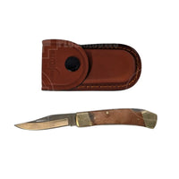 SICUT Traditional Lockback Folding Knife 3.75″ - Natural Burlwod - Folding Knife