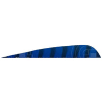 4.0” Parabolic Cut Barred Feathers (Rw) Blue / 12 Pack