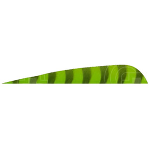 4.0” Parabolic Cut Barred Feathers (Rw) Green / 12 Pack