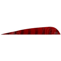 4.0” Parabolic Cut Barred Feathers (Rw) Red / 12 Pack
