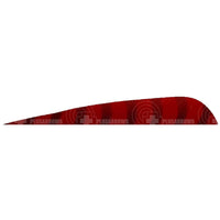 4.0” Parabolic Cut Barred Feathers (Rw) Red / 12 Pack
