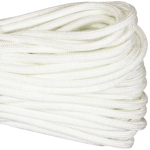 Atwood Rope 550 Paracord Braid (Solid Colours) White / 100 Feet Hank