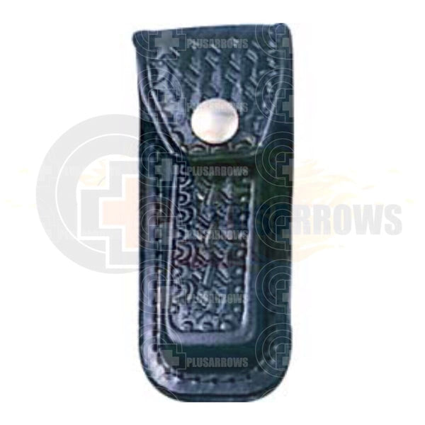Black Embosed Leather Folding Knife Sheath - Plusarrows Archery Hunting Outdoors