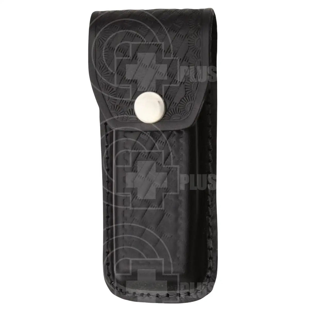 Black Embosed Leather Folding Knife Sheath Large Knives Saws and Sharpeners