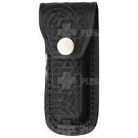 Black Embosed Leather Folding Knife Sheath Medium Knives Saws and Sharpeners

