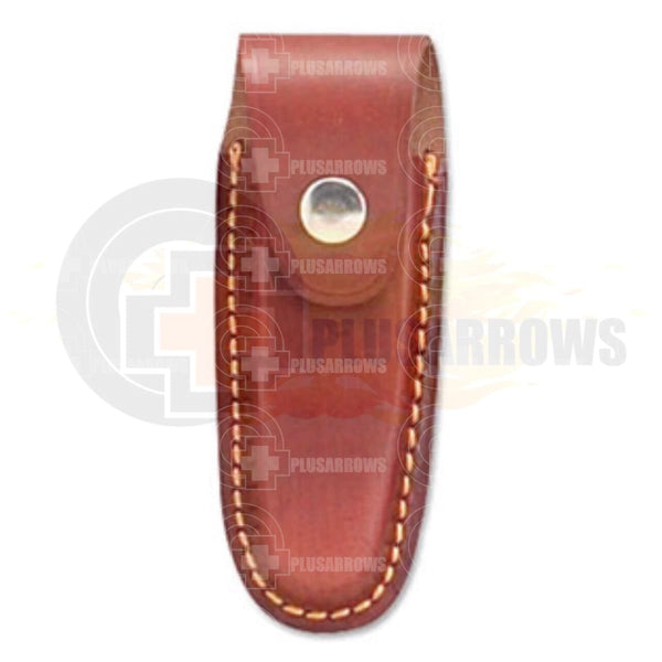 Brown Genuine Leather Folding Knife Sheath - Plusarrows Archery Hunting Outdoors