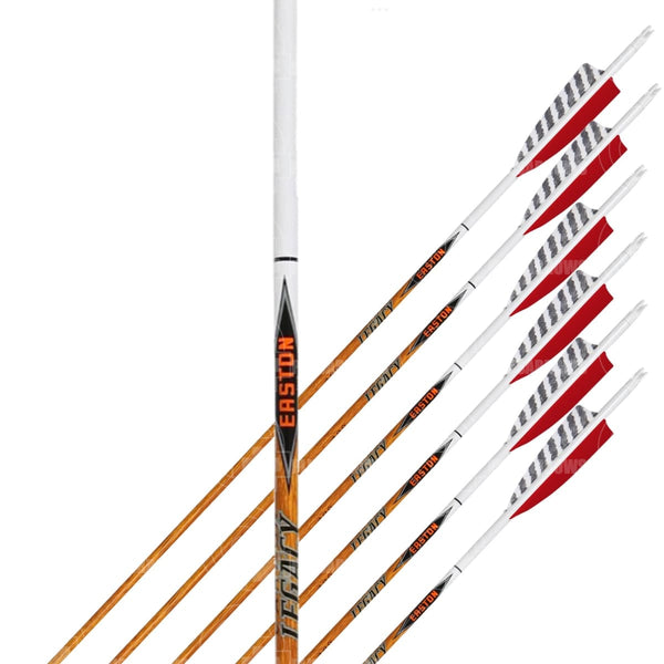 Qqqcarbon Legacy Shield Cut Red Feather Fletched Arrows (6 Pk) 700 Premade
