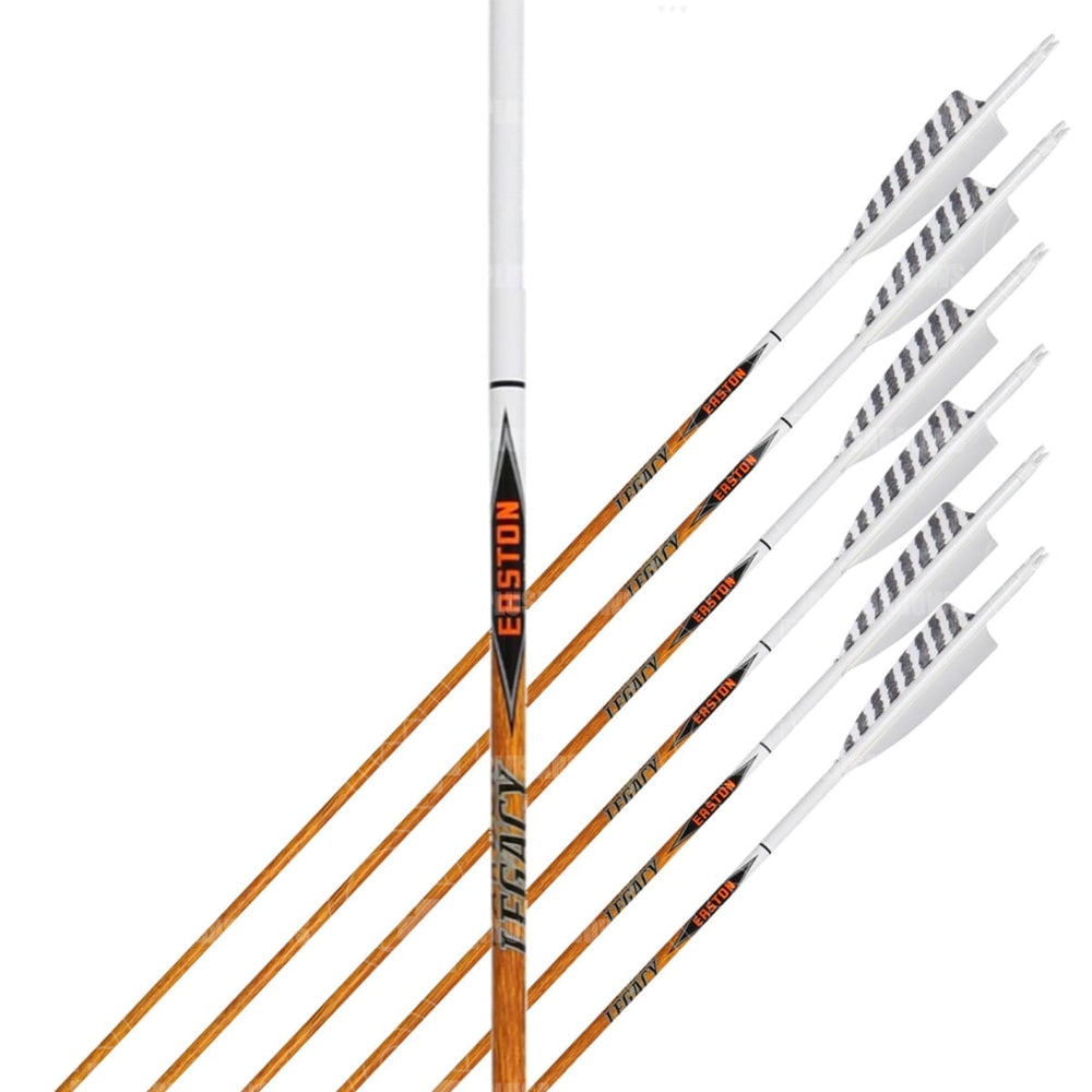 Carbon Legacy Shield Cut White Feather Fletched Arrows (6 Pk) 700 Premade