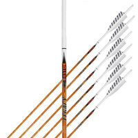 Carbon Legacy Shield Cut White Feather Fletched Arrows (6 Pk) 700 Premade
