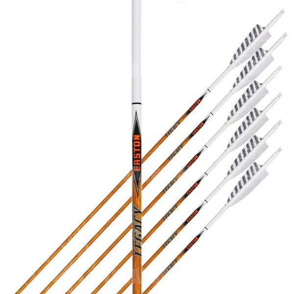 Carbon Legacy Shield Cut White Feather Fletched Arrows (6 Pk) 700 Premade