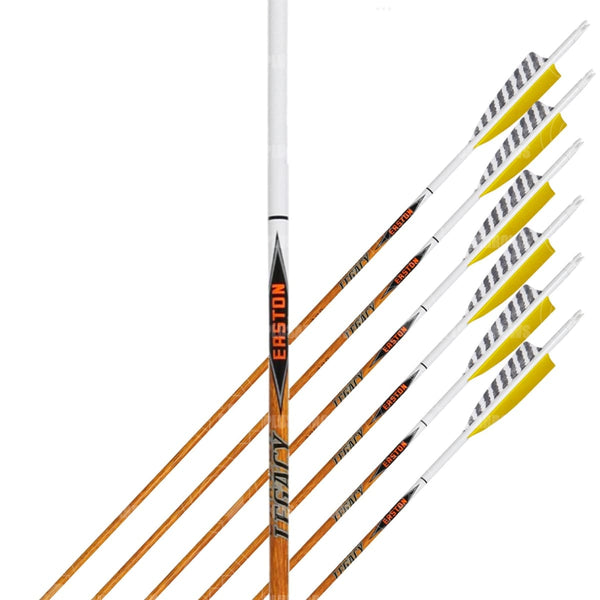 Qqqcarbon Legacy Shield Cut Yellow Feather Fletched Arrows (6 Pk) 700 Premade