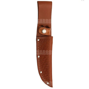 Embosed Leather Fixed Blade Knife Sheath Brown / Large Knives Saws And Sharpeners