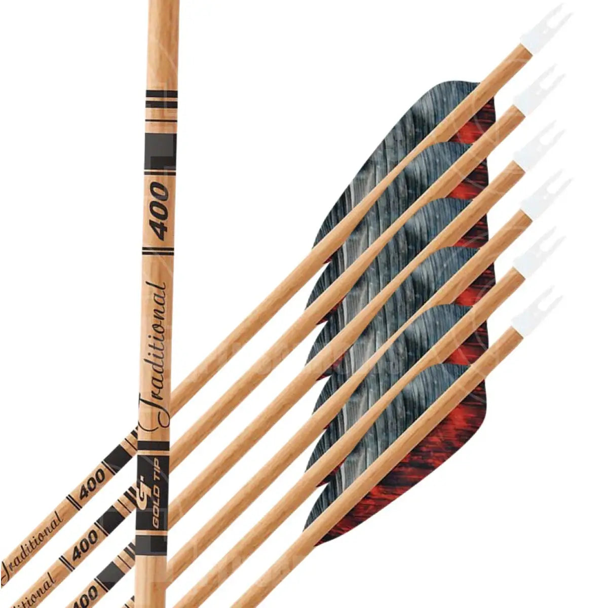 Tre Arrow Gold Tip Traditional Tre Feather Fletched Arrows (6 Pk) | Plusarrows