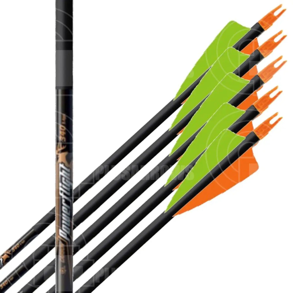 Easton Powerflight Carbon Arrows With 3 Feathers (6 Pk)