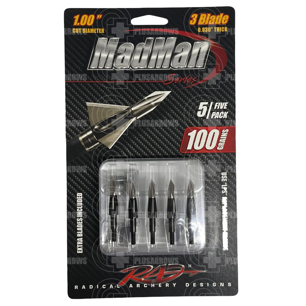 Rad Madman Lps Broadhead (5 Pack) 100 Grain Broad Heads & Small Game Points