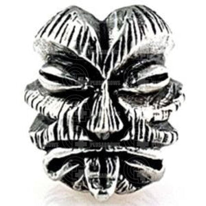 Schmuckatelli Co Sculptured Beads Kiko Tiki Bead Pewter