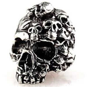 Schmuckatelli Co Sculptured Beads Mind Skull Bead Pewter