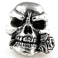 Schmuckatelli Co Sculptured Beads Rose Skull Bead Pewter
