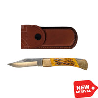 SICUT Traditional Stockman Folding Knife 5.0″ - Jigged Ox Bone - Folding Knife
