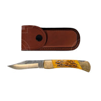 SICUT Traditional Stockman Folding Knife 5.0″ - Jigged Ox Bone - Folding Knife
